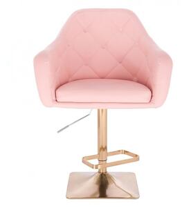 LuxuryForm Barová stolička ANDORA na zlatej hranatej podstave - ružová