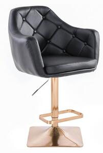 LuxuryForm Barová stolička ANDORA na zlatej hranatej podstave - čierna