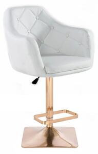 LuxuryForm Barová stolička ANDORA na zlatej hranatej podstave - biela