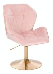 LuxuryForm Stolička MILANO MAX VELUR na zlatom tanieri - svetlo ružová
