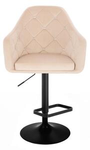 LuxuryForm Barová stolička ROMA VELUR na čiernom tanieri - krémová