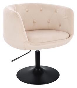 LuxuryForm DESIGN Kreslo MONTANA VELUR na čiernom tanieri - krémové