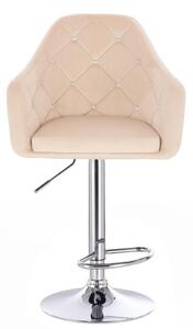 LuxuryForm Barová stolička ROMA VELUR na striebornom tanieri - krémová
