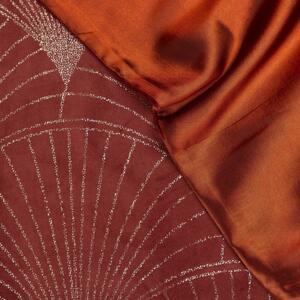Zamatový stredový obrus s lesklou potlačou tehlovej farby Šírka: 35 cm | Dĺžka: 140 cm