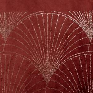 Zamatový stredový obrus s lesklou potlačou tehlovej farby Šírka: 35 cm | Dĺžka: 140 cm