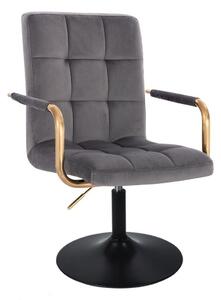 LuxuryForm DESIGN Stolička VERONA GOLD VELUR na čiernom tanieri - tmavo šedá