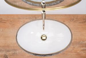 Rea Melania Meryl umývadlo, 60 x 41 cm, biela-zlatý vzor, REA-U5054