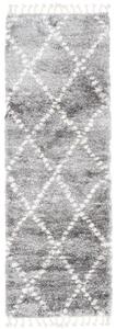 Kusový koberec shaggy Karo sivý atyp 60x200cm