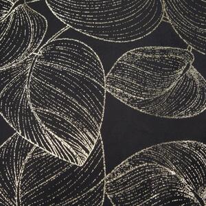 Zamatový stredový obrus s lesklou čiernou potlačou listov Šírka: 35 cm | Dĺžka: 180 cm