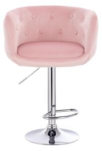 LuxuryForm Barová stolička MONTANA VELUR na striebornom tanieri - ružová