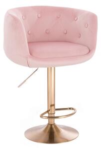 LuxuryForm Barová stolička MONTANA VELUR na zlatom tanieri - ružová