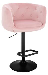 LuxuryForm Barová stolička MONTANA VELUR na čiernom tanieri - ružová