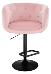 LuxuryForm Barová stolička MONTANA VELUR na čiernom tanieri - ružová