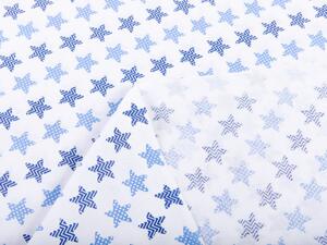 Bavlnená látka/plátno Sandra SA-266 Modré hviezdičky na bielom - šírka 140 cm