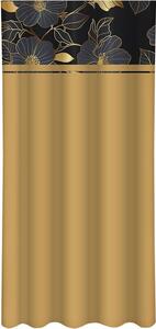 Klasický karamelovo-hnedý záves s potlačou zlatých kvetov Šírka: 160 cm | Dĺžka: 270 cm