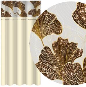 Klasický krémový záves s potlačou zlatých listov ginka Šírka: 160 cm | Dĺžka: 250 cm