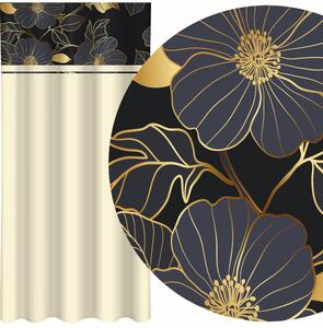 Klasický krémový záves s potlačou zlatých kvetov Šírka: 160 cm | Dĺžka: 250 cm