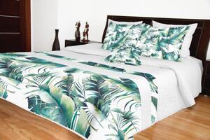Prikrývka na posteľ bielej farby s listovým vzorom Šírka: 200 cm | Dĺžka: 240cm