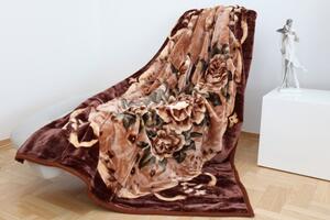 Teplá deka s kvetmi hnedej farby Šírka: 160 cm | Dĺžka: 210 cm