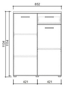 Komoda Artona (2x dvere, zásuvka, dub sonoma, biela)