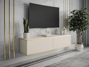 TV STOLÍK DION 2 BÉŽOVÝ + ZLATÝ 135 cm