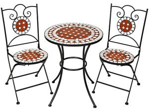 Tectake 401637 záhradný nábytok mozaika okrúhly stôl a 2 stoličky - hnedá