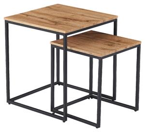 SADA PRÍRUČNÝCH STOLÍKOV, farba duba, kov, kompozitné drevo, 35-45/35-45/40-50 cm Ti'me - Stolíky do obývačky