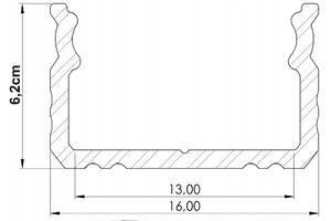 BERGE Profil pre LED pásky OXI-Dx prisadený 1m ČIERNY + čierny kryt