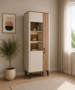 VYSOKÁ VITRÍNA RAVELLO KAŠMÍR / ORECH ROYAL 73 cm