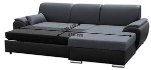 Rohová sedačka Excelsa 2 (P) (čierna ekokoža + tmavosivá látka). Vlastná spoľahlivá doprava až k Vám domov. 1028744