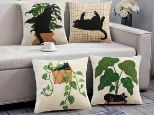 XPOSE® Set obliečok na vankúš ČIERNE MAČKY (digitálna tlač) 43x43 cm - set 4ks