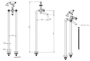 F-Design Lacrima, voľnestojaca vaňová batéria s ručnou sprchovou sadou, chróm lesklý-biela, FD1-LRA-11F-11
