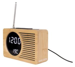 Bambusový budík s rádiom Karlsson Retro