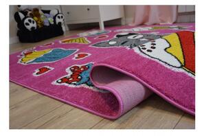 Detský kusový koberec Maškrtný kocúr ružový 200x280cm