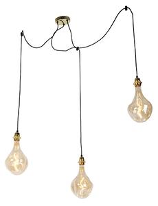 Závesná lampa zlatá 3-svetlá vrátane LED zlatej stmievateľnej - Cava Luxe