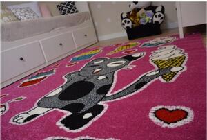 Detský kusový koberec Maškrtný kocúr ružový 200x280cm