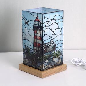 Stolová LED lampa Art Light Maják, drevená podstava, akryl, farebná, Viacfarebné, Obývacia izba / jedáleň, Plast, Stojacie svietidlo