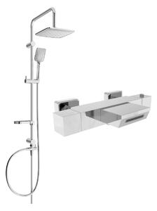 Mexen Sven, sprchový set s dažďovou sprchou a CUBE termostatickou vaňovou batériou, chrómová, 77360262-00