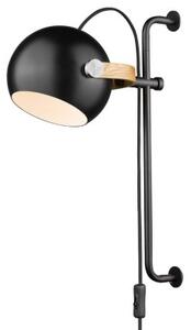 Posuvná kovová lampička DC s dřevěnými prvky - černá