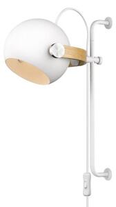 Posuvná kovová lampička DC s dřevěnými prvky - bílá