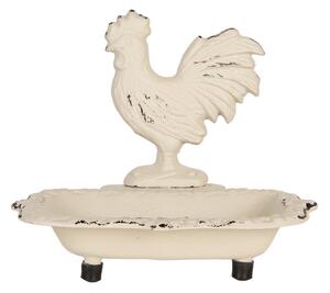 Béžová antik liatinová mydlenka s kohútom - 16*12*14 cm - Clayre & Eef