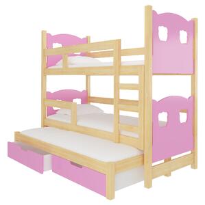 ArtAdr Detská poschodová posteľ LETICIA Farba: Borovica / ružová