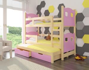ArtAdr Detská poschodová posteľ LETICIA Farba: borovica / oranžová