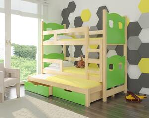 ArtAdr Detská poschodová posteľ LETICIA Farba: Borovica/zelená