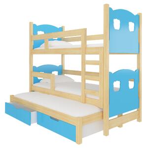 ArtAdr Detská poschodová posteľ LETICIA Farba: Borovica / modrá