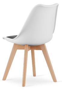 Bielo-čierna stolička BALI MARK s bukovými nohami