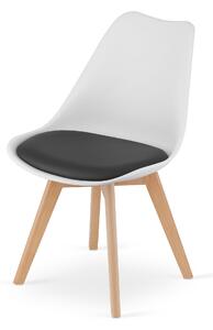 Bielo-čierna stolička BALI MARK s bukovými nohami
