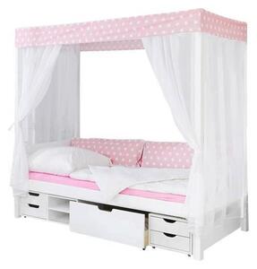 POSTEĽ S NEBESAMI, 90/200 cm, ružová, biela MID.YOU - Online Only detský nábytok, Online Only