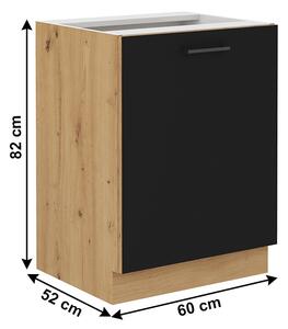 Dolná kuchynská skrinka Meriel 60 D 1F BB (čierna + dub artisan). Vlastná spoľahlivá doprava až k Vám domov. 1033975