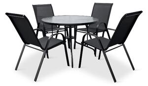 Záhradný jedálenský set Capri 100cm + 4x kovová stolička Ramada